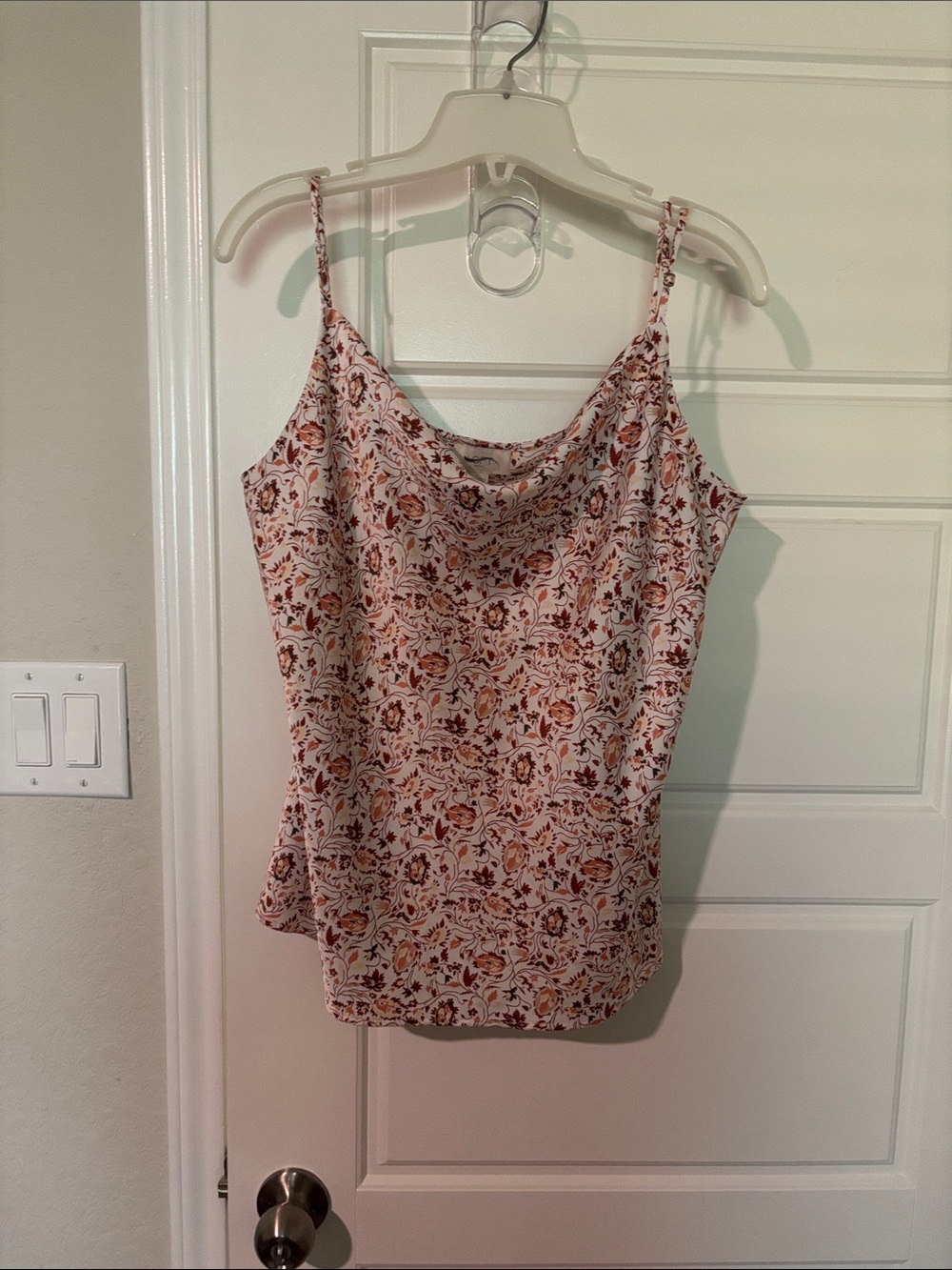 LOFT Pink Floral Cowl Neck Camisole